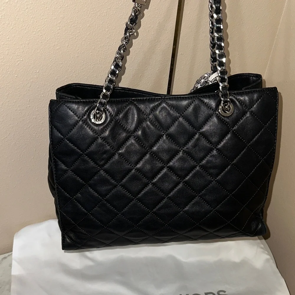 Michael Kors Black Quilted Shoulder Bag With Dust Bag & Scarf